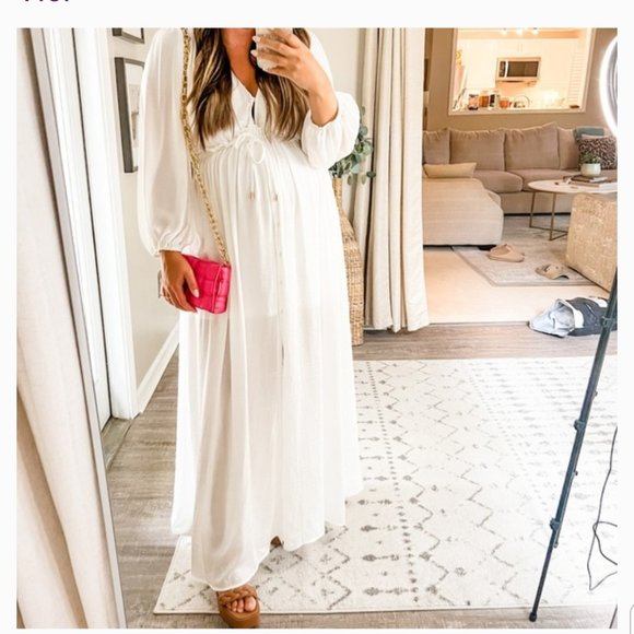 Vici Dresses & Skirts - Vici White Boho Cinch Waist Dress Large NEW